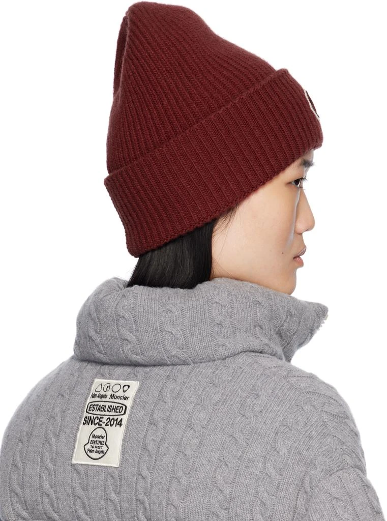 Moncler Moncler x Palm Angels Burgundy Logo Beanie 3