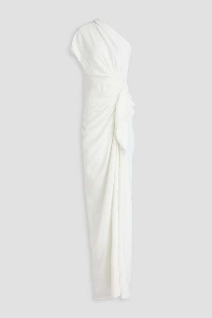 RHEA COSTA Elena one-shoulder draped crepe gown 1