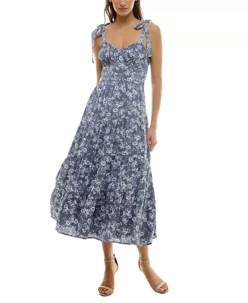 Trixxi Juniors' Sweetheart-Neck Tie-Strap Tiered Dress 1