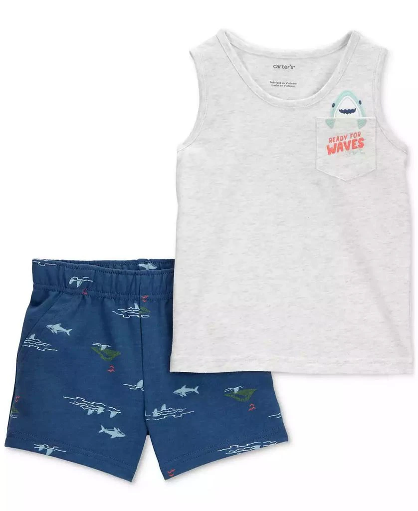 Carter's Toddler Boys Shark Tank Top & Printed Shorts, 2 Piece Set 1