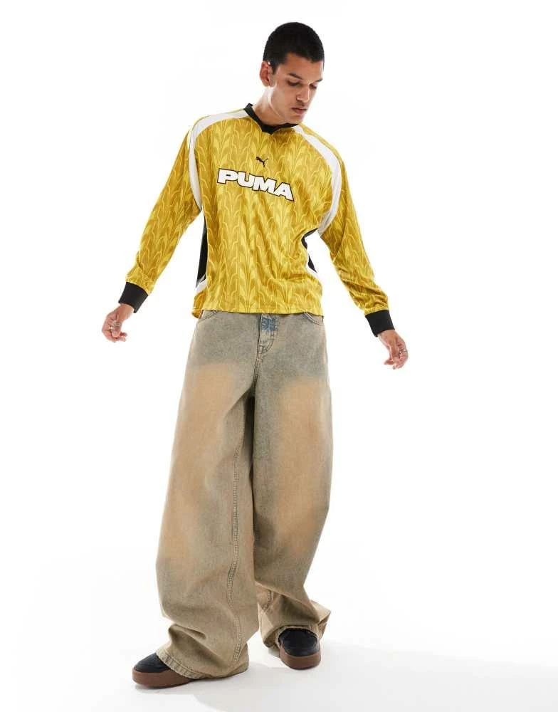 Puma Puma long sleeve football jersey in yellow 4