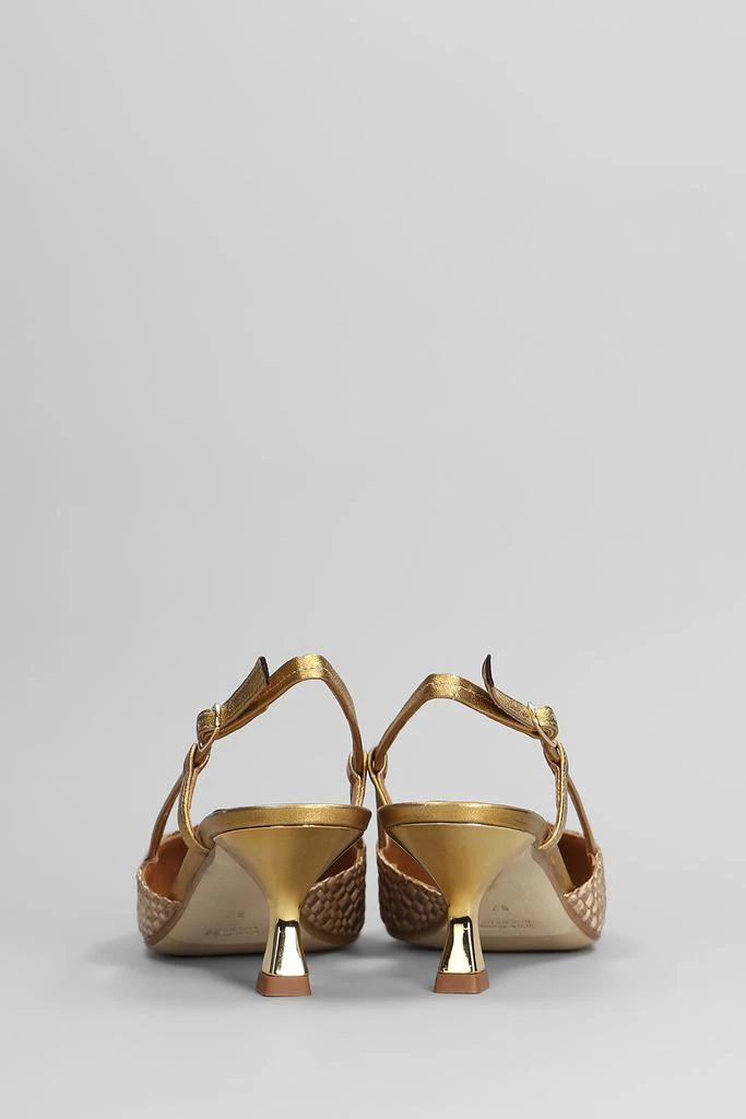 Julie Dee Pumps In Bronze Leather And Fabric 2