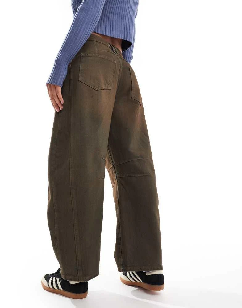 Free People Free People good luck coated barrel leg jeans in brown 5