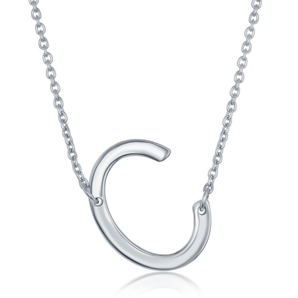 Simona Sterling Silver Sideways Initial Necklace 1