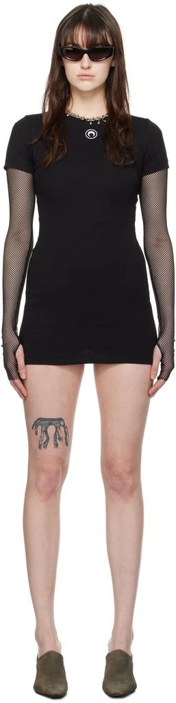 marine serre black dress Marine Serre Layered Long Dress In Jersey And Mesh main image 1