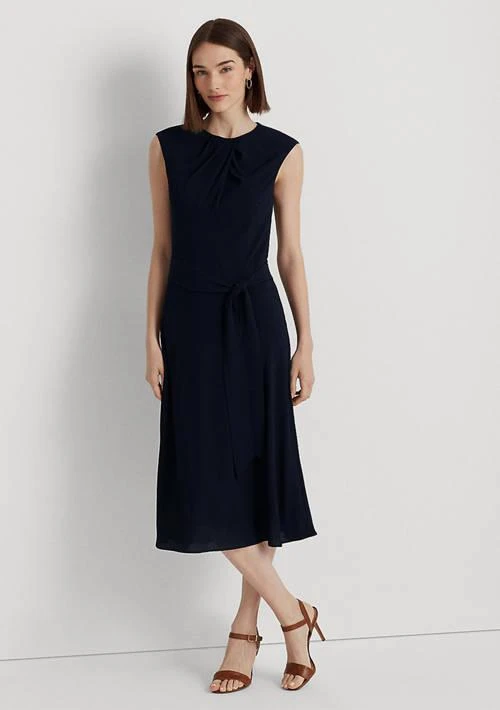 Ralph Lauren Bubble Crepe Cap-Sleeve Dress