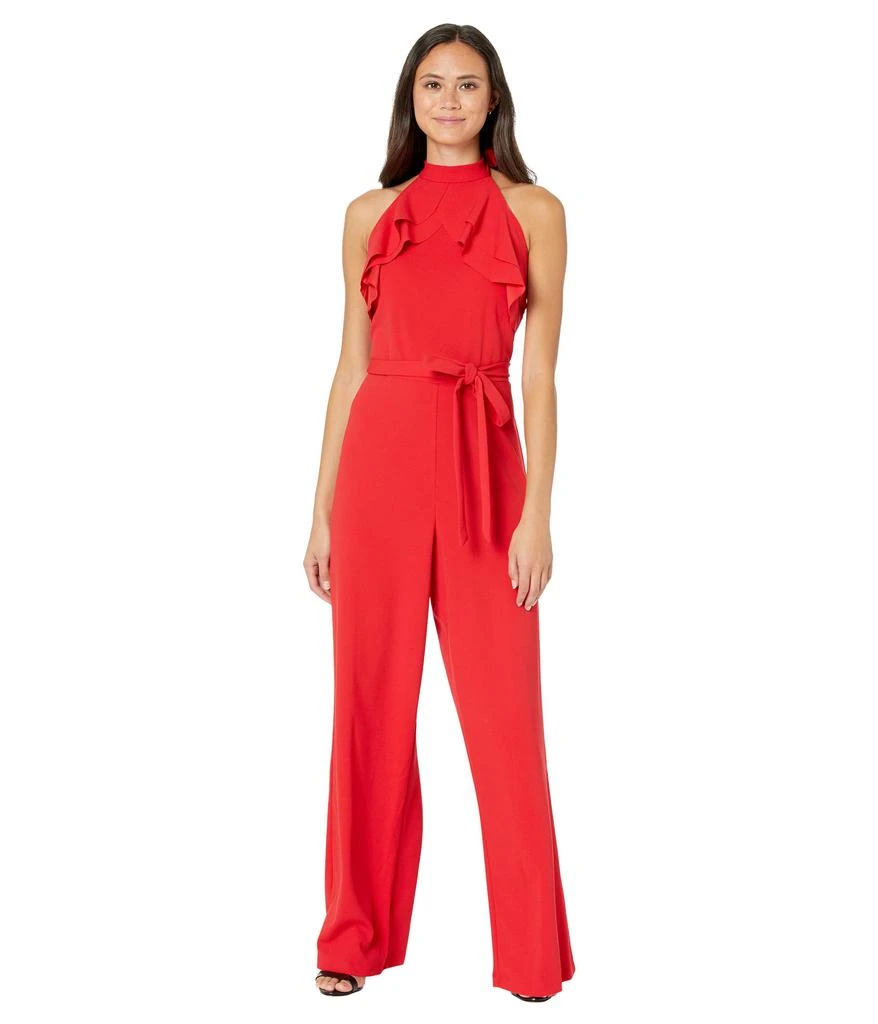 Bebe Ruffle Halter Tie Neck Jumpsuit 1