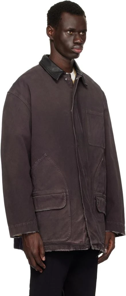 Golden Goose Purple Leather Collar Distressed Jacket 2