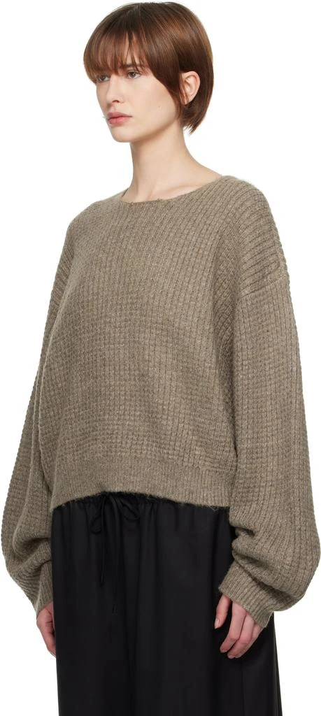 Essentials Gray Heavy Waffle Cropped Sweater 4