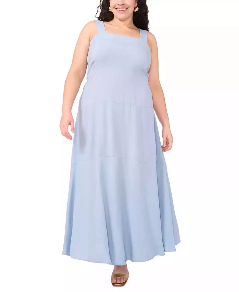 Vince Camuto Plus Size Square-Neck Smocked-Back Sleeveless Maxi Dress 1