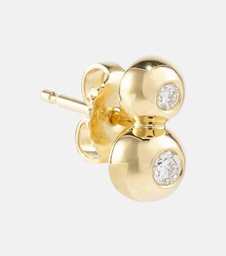 Melissa Kaye Audrey Double Stud Small 18kt gold earrings with diamonds