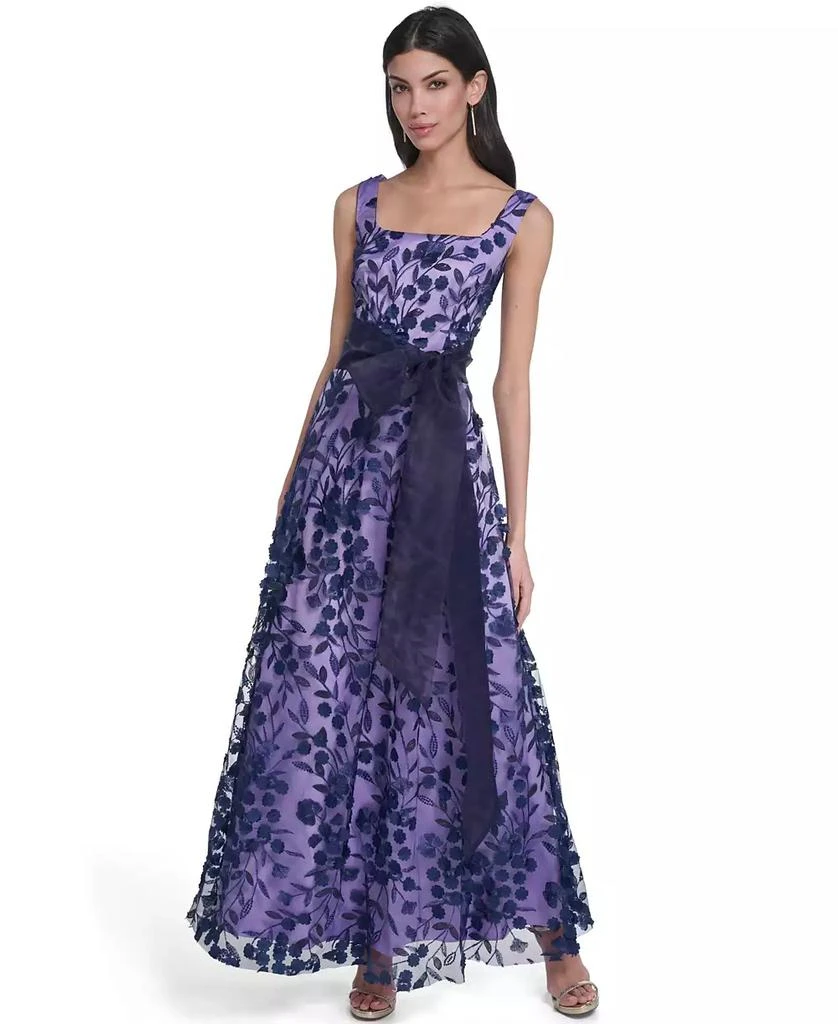 Eliza J Women's Square Neck Ball Gown - Navy Lilac - Size 2 Eliza J Women's Square Neck Ball Gown - Navy Lilac - Size 2