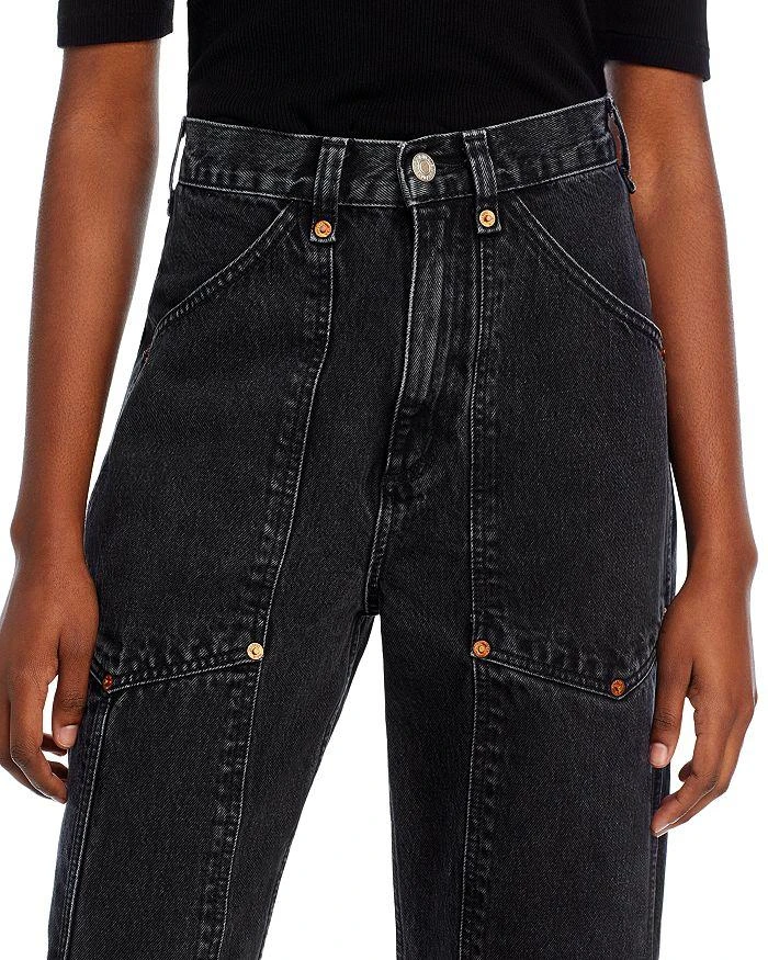 Re/Done Super High Workwear Wide Leg Jeans in Shaded Black 5
