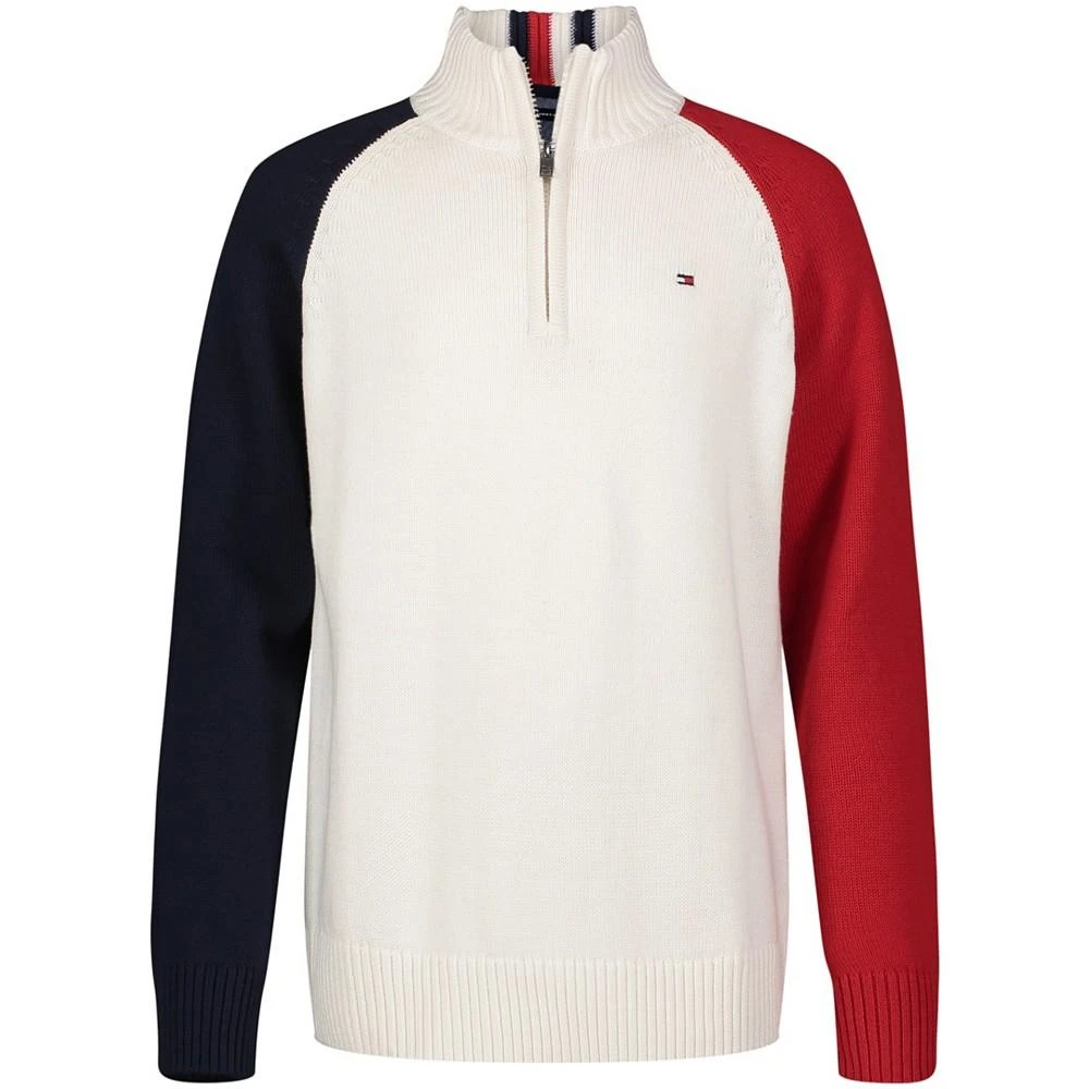 Tommy Hilfiger Big Boys Colorblock Long Sleeve Quarter Zip Sweater