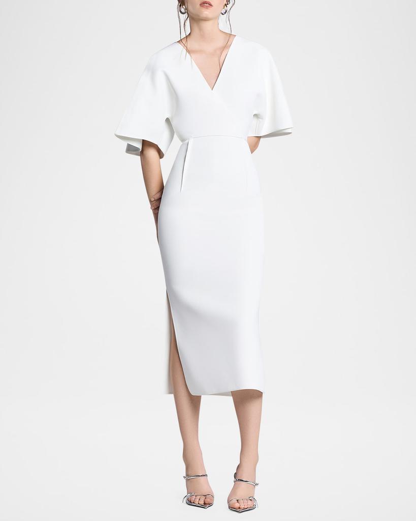 Maticevski Benefit Flutter-Sleeve Midi Dress