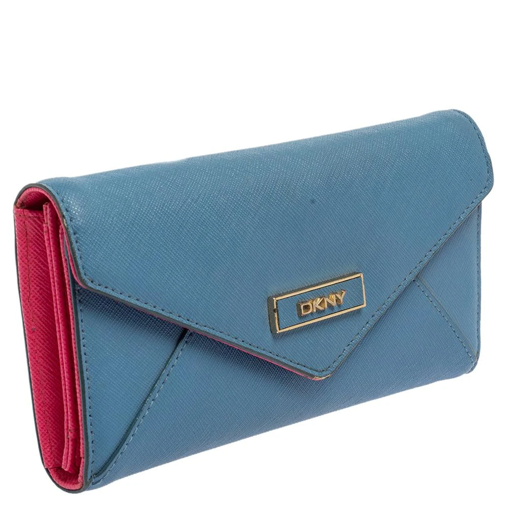 DKNY Dkny Blue/pink Leather Long Trifold Wallet 2