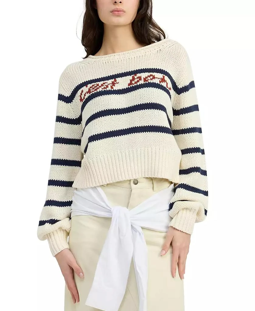 En Saison Women's Helena Cotton Striped Cropped Sweater 1