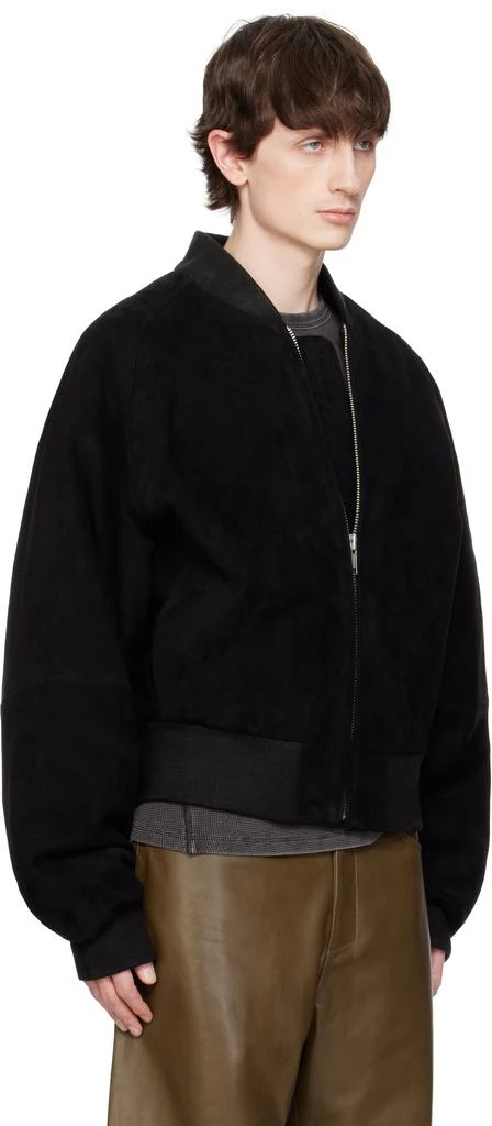 Entire Studios Black Raglan Bomber Leather Jacket 2