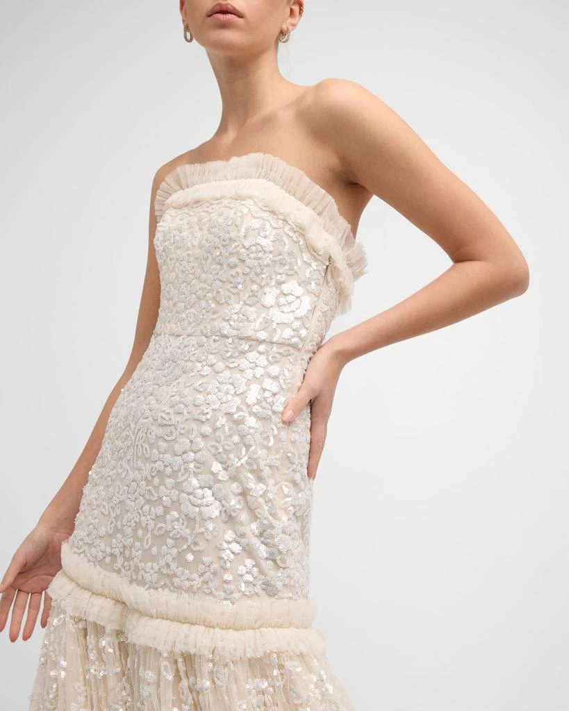 Needle & Thread Regal Rose Strapless Floral Sequin Tulle Gown 6