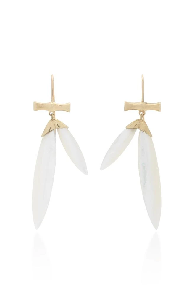 Annette Ferdinandsen Annette Ferdinandsen - 14K Gold Mother of Pearl Bamboo earrings - White - OS - Moda Operandi - Gifts For Her 1