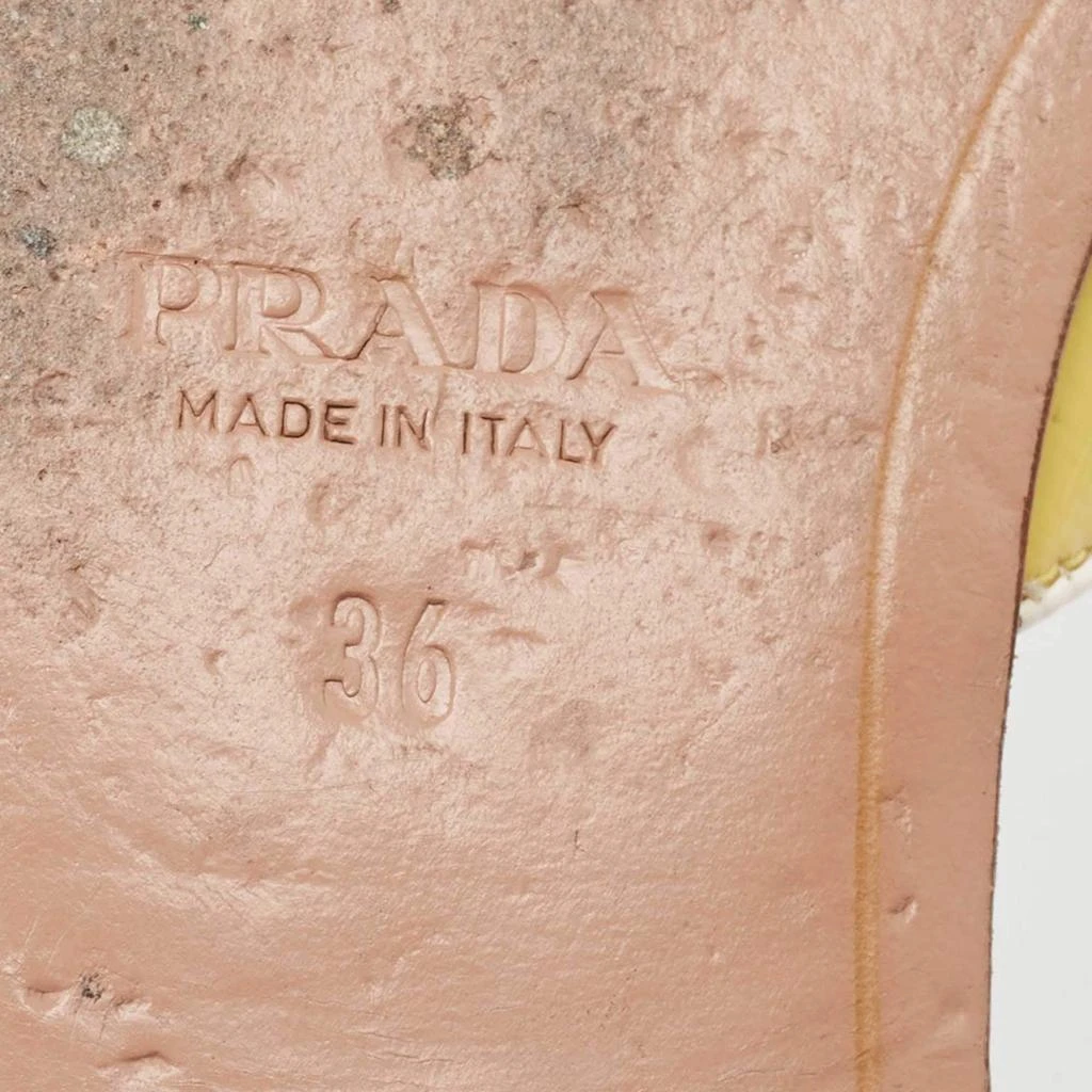 Prada Prada Yellow Saffiano Vernice Leather Flat Slides Size 36 7