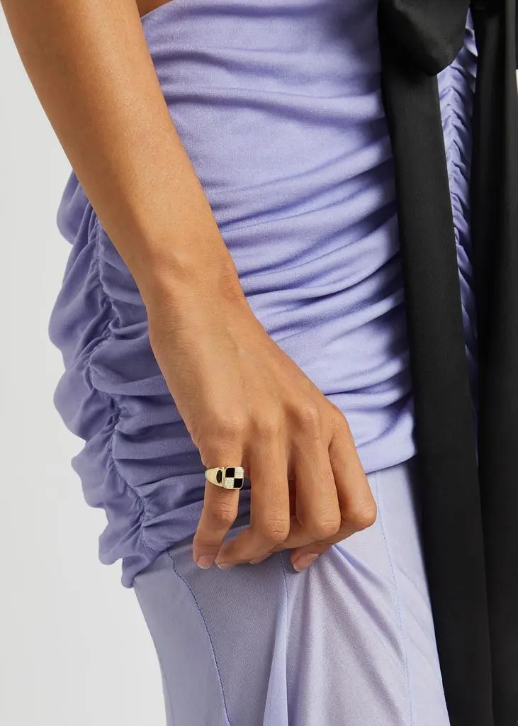 YVONNE LEON Bague Petit Damier 9kt gold pinky ring 4