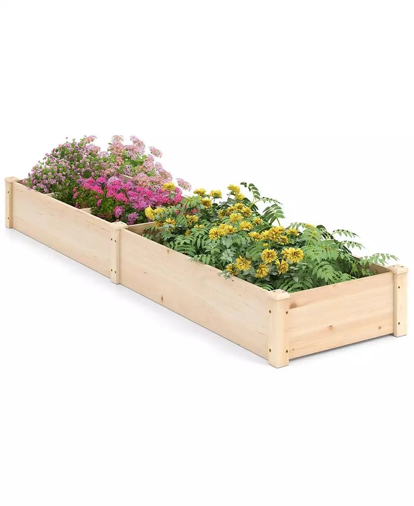 SUGIFT Wooden Raised Open-Ended Base Garden Bed with 2 Planter Box Dividers 4