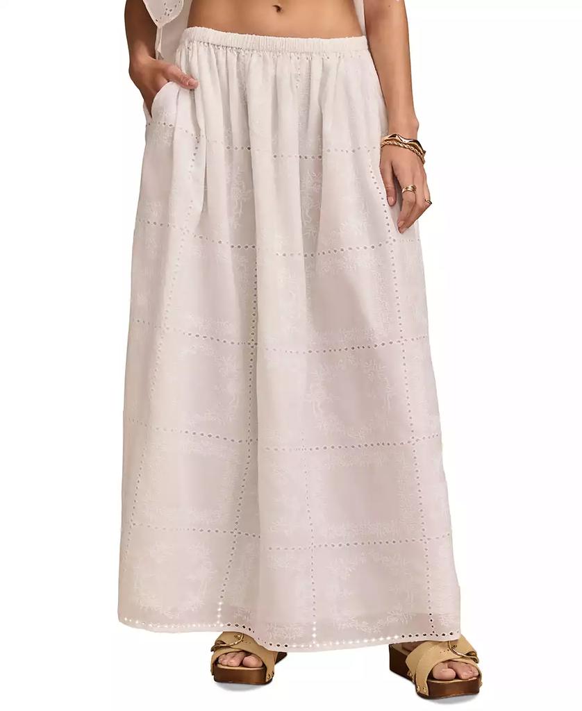 Lucky Brand Women's Embroidered Breezy Eyelet Maxi Skirt