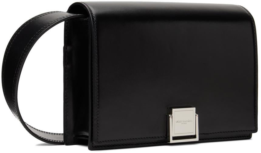 WOOYOUNGMI Black Leather Crossbody Messenger Bag