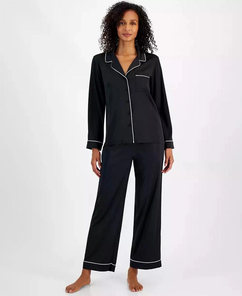 INC International Women's 2-Pc. Piped-Trim Satin Pajamas Set, Created for Macy's 1