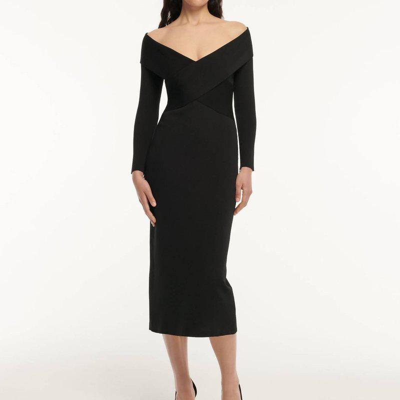 ROLAND MOURET Long Sleeve Flat Knit Midi Dress