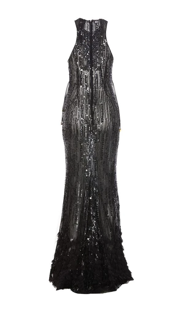 Elisabetta Franchi Embroidered Red Carpet Dress With Organza Fringing 2