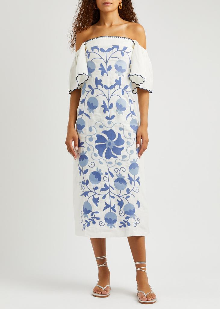 LUG VON SIGA Aisha Uzbek embroidered linen midi dress