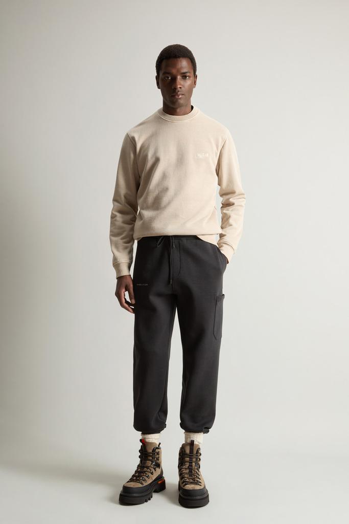 Woolrich Cotton Blend Fleece Pants with Logo - Men - Black