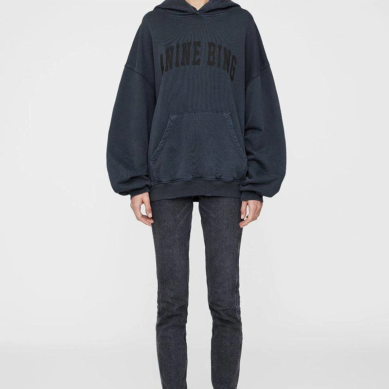 ANINE BING Harvey Sweatshirt Dark Washed Black 1