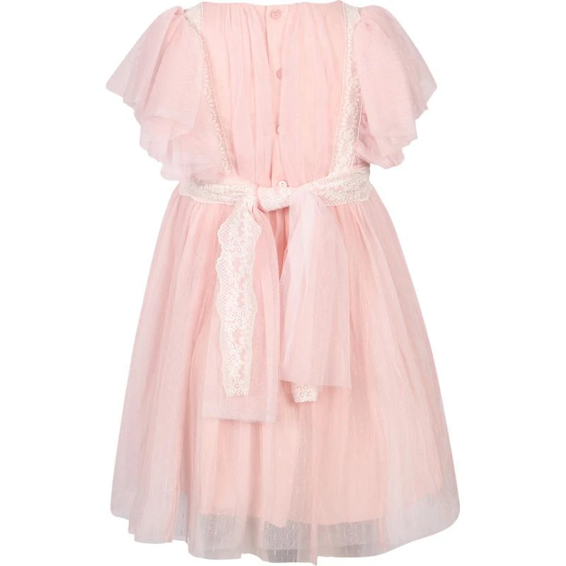 Abel & Lula Lace belt tulle dress in pink 2