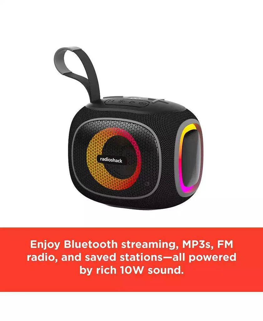 RadioShack 10W Mini Bluetooth Portable Speaker IPX5 Splashproof With FM Radio Black and Green 5