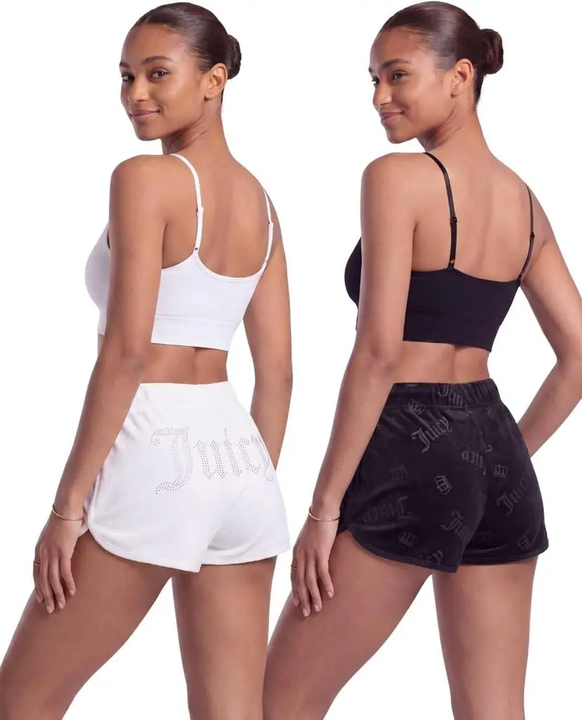 Juicy Couture Juicy Couture Women's 2-Pack Sleep and Lounge Velvet Fleece Dolphin Shorts