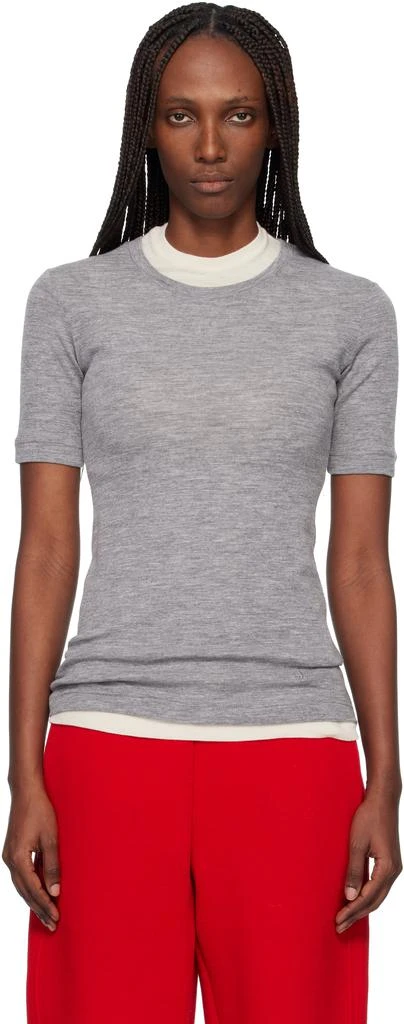Jil Sander Gray Lightweight Slub Wool Top Set 1
