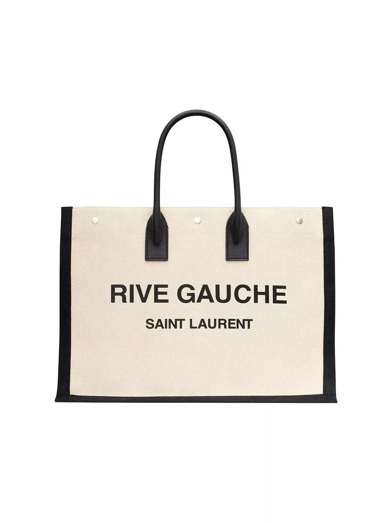 Saint Laurent Rive Gauche Large Tote Bag in Canvas and Smooth Leather 1