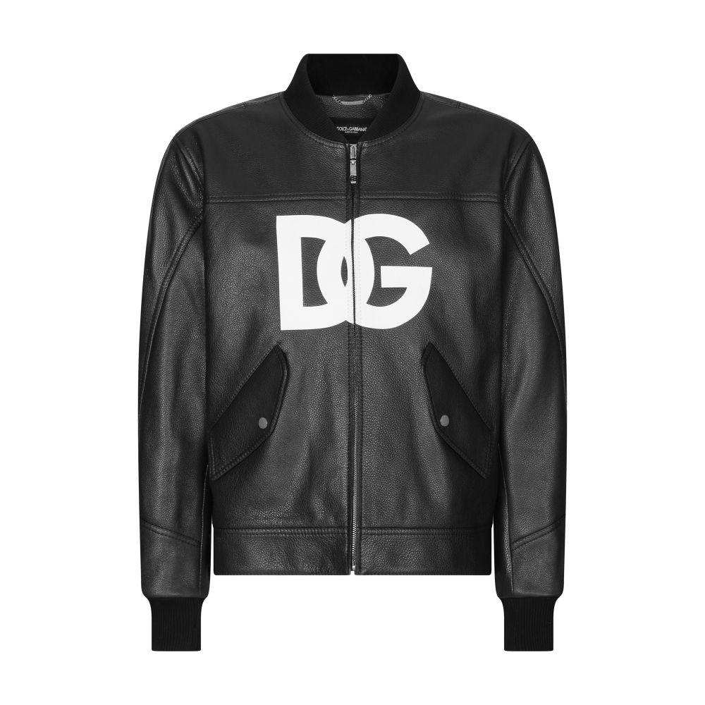 Dolce & Gabbana Leather jacket with DG logo print - Jackets - Free