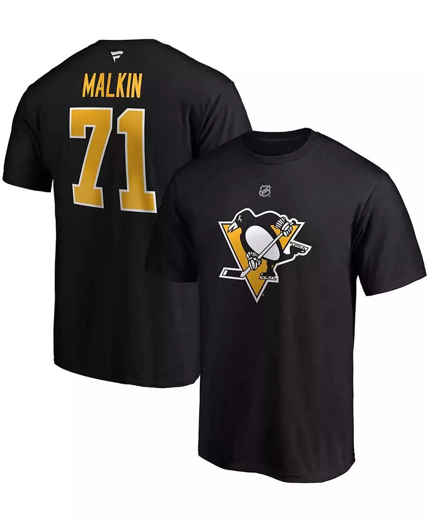 Fanatics Men's Evgeni Malkin Black Pittsburgh Penguins Team Authentic Stack Name and Number T-shirt 1