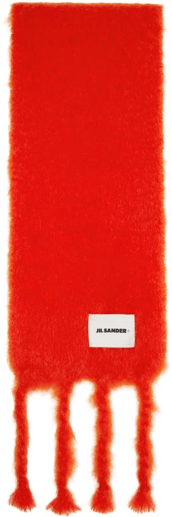 Jil Sander Red Slim Wool Blend Scarf 1