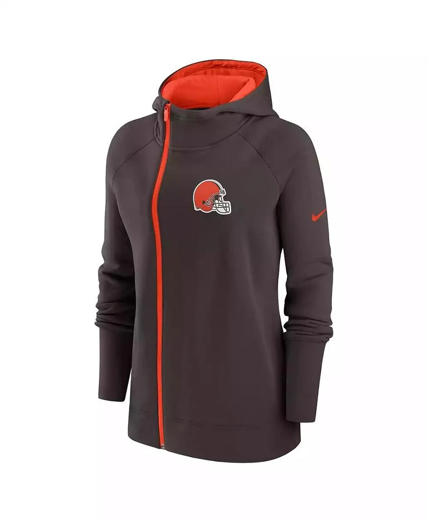 NIKE Women's Brown Cleveland Browns Asymmetrical Raglan Full-Zip Hoodie 2