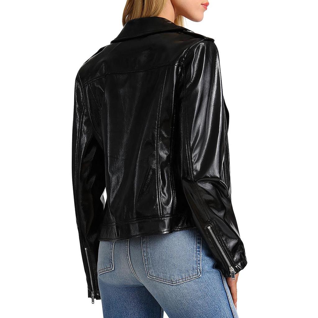 Bagatelle Womens Patent Faux Leather Motorcycle Jacket