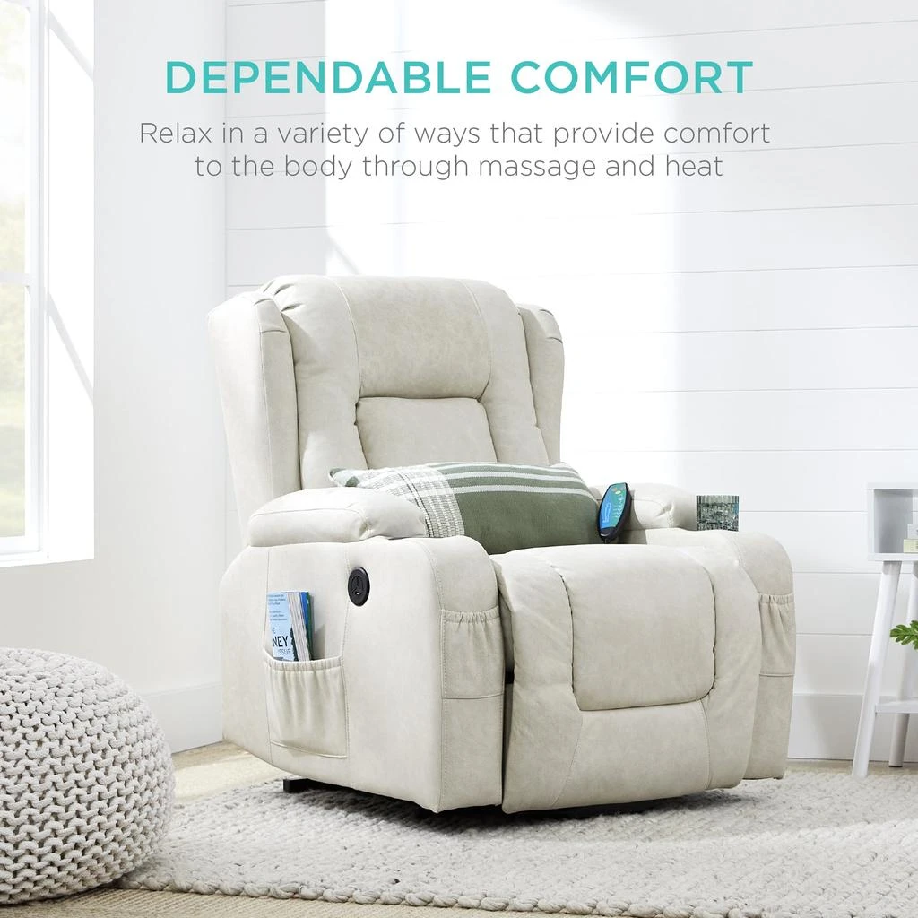 Best Choice Products Electric Power Lift Recliner Massage Chair Furniture w/ USB Port, Heat, Cupholders 2
