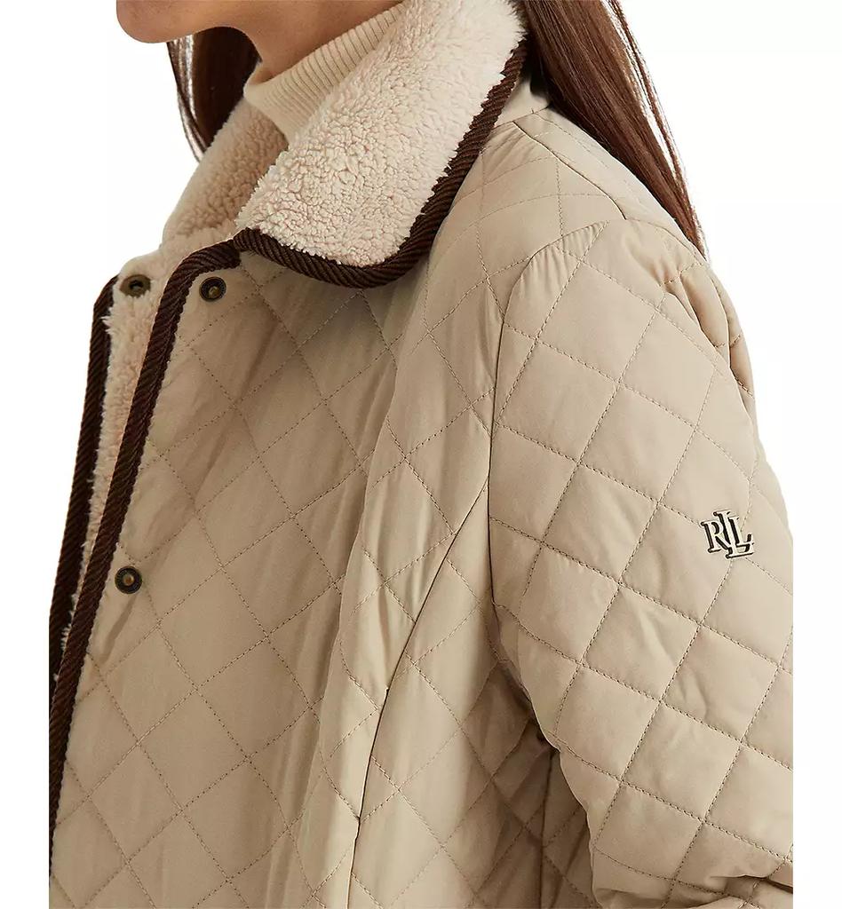 Lauren Ralph Lauren Women s Faux Sherpa Collar Quilted Coat Moda Cream S Women s Jackets Free Shipping BeyondStyle