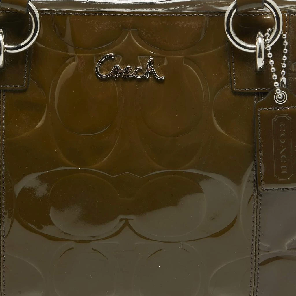 Coach Coach Olive Green Op Art Embossed Patent Leather East West Gallery Tote 5