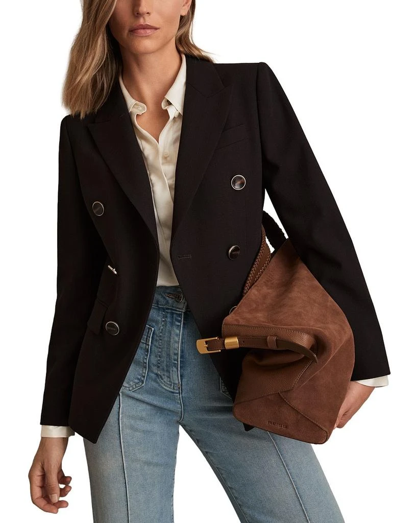 REISS Lia DNA Double Breasted Blazer Chocolate 1