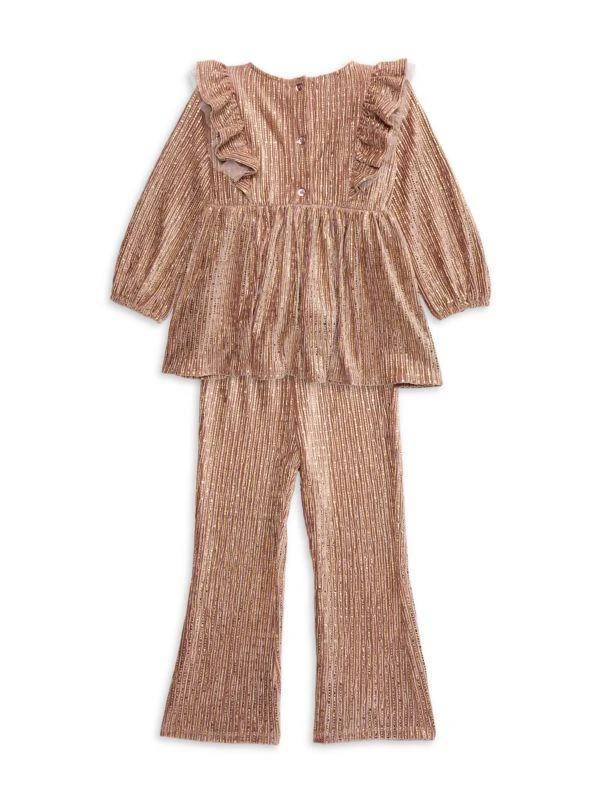 Pippa & Julie Little Girl's Sally Embellished Top & Pants Set 2